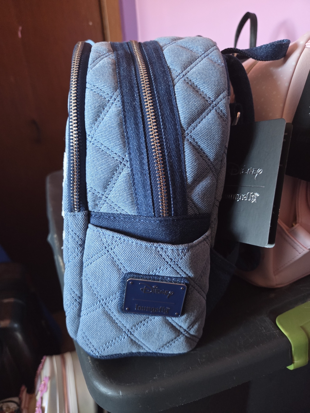 Disney Loungefly Lilo & Stitch Denim Mini Backpack - Blue - Picture 2 of 3